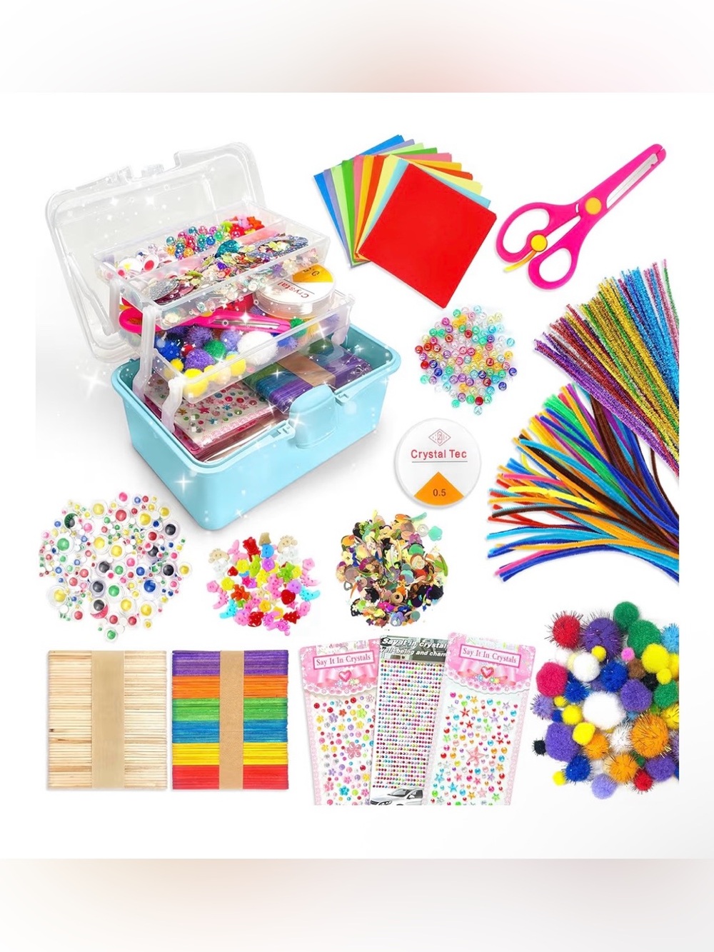 2500+PCS Arts and Crafts Supplies for Kids, DIY Craft Supplies Kit Box